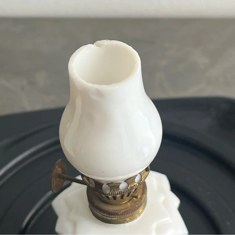 Milk Glass Oil Lamp Art Deco